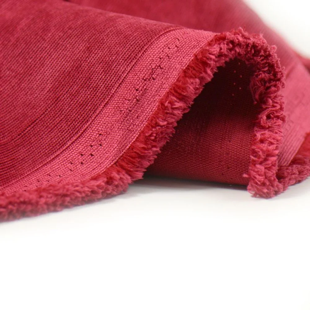 Velours polyester fines cĂ´tes rouge framboise - Image 4