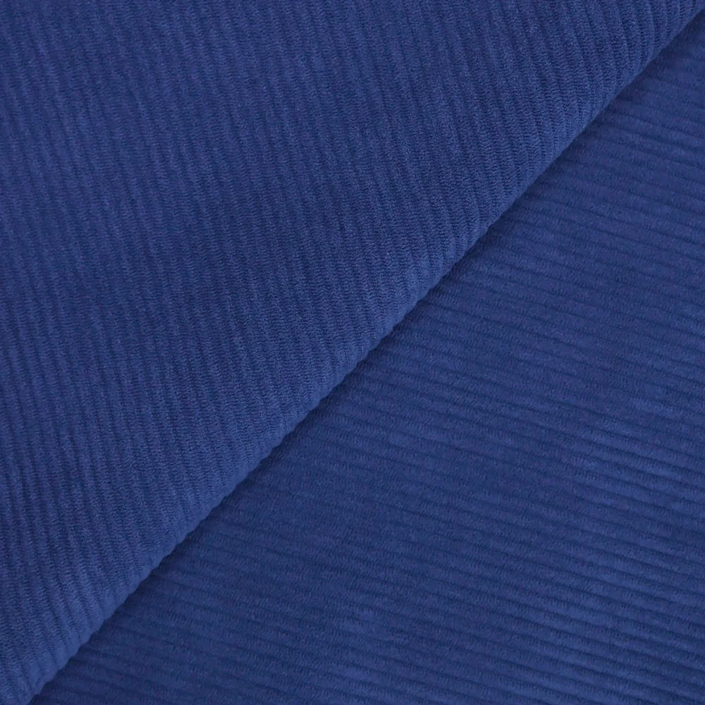 Velours polyester côtelé saphir