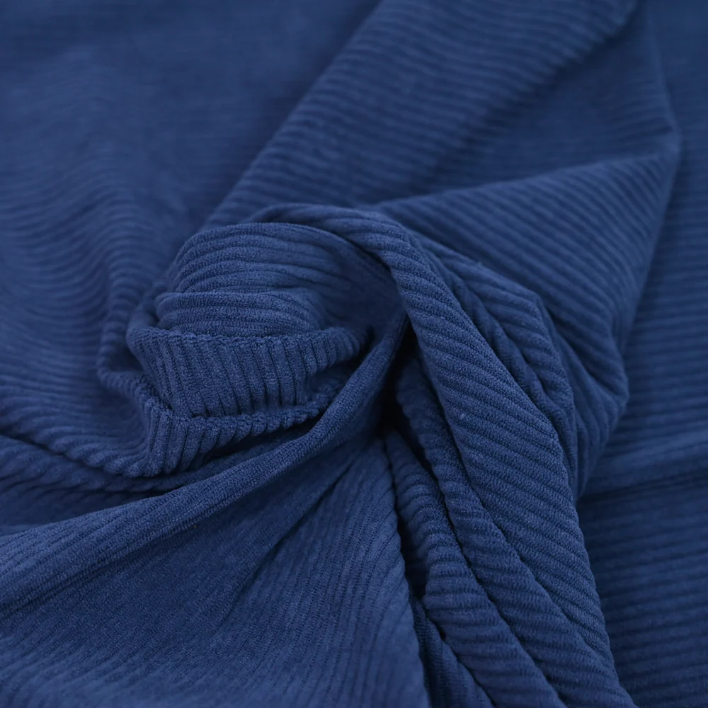 Velours polyester côtelé saphir - Image 2