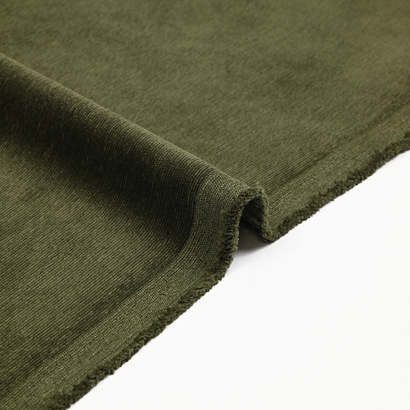 Velours polyester fines cĂ´tes kaki - Image 4