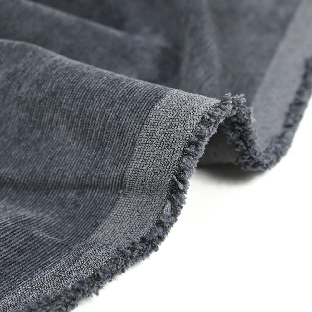 Velours polyester fines cĂ´tes gris acier - Image 4