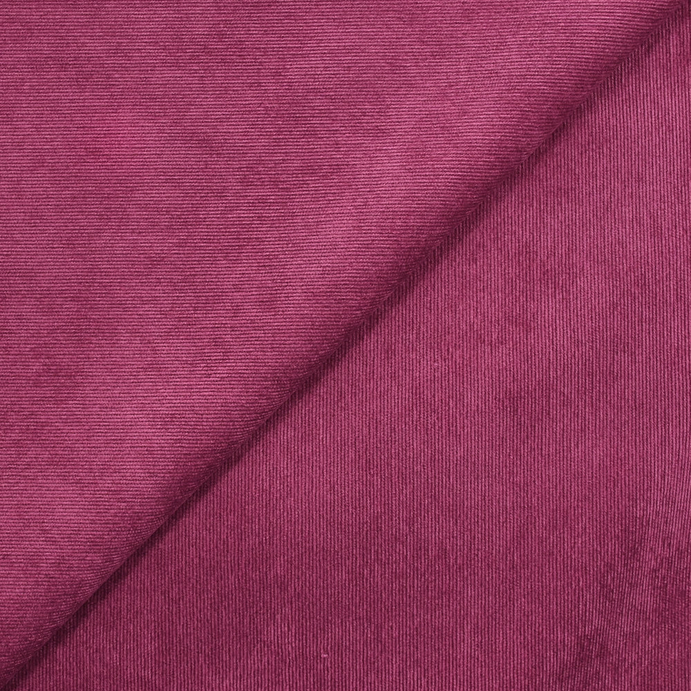 Velours polyester fines cĂ´tes magenta