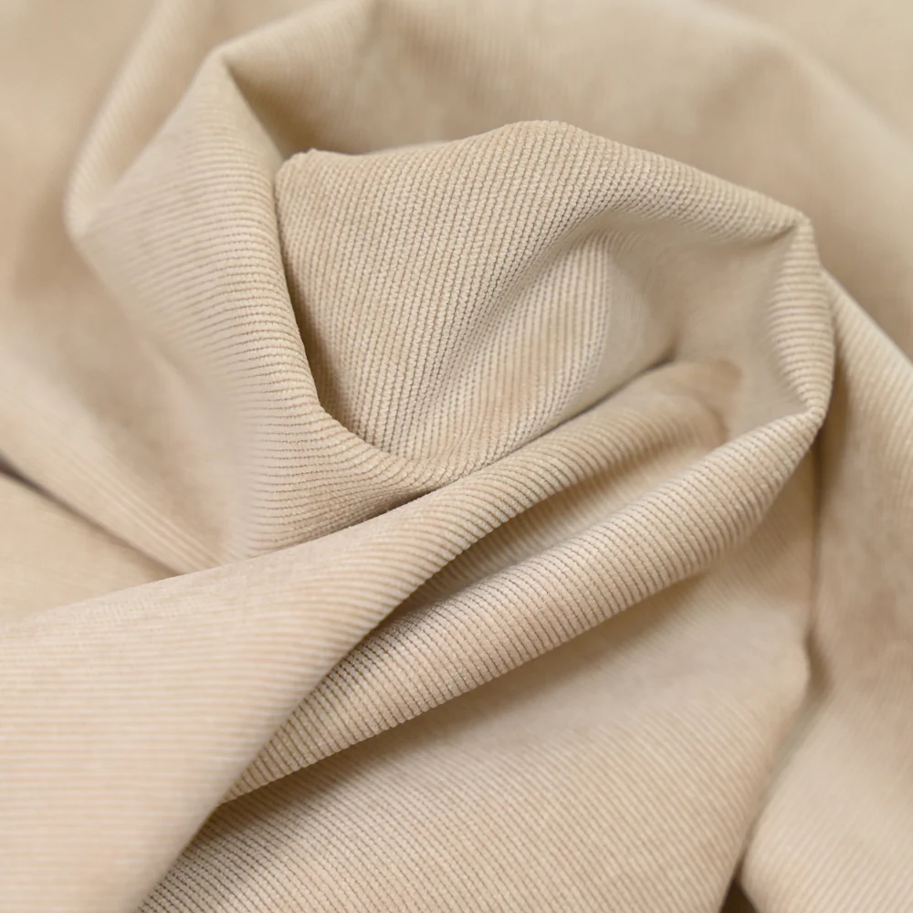 Velours polyester fines cĂ´tes sable - Image 2