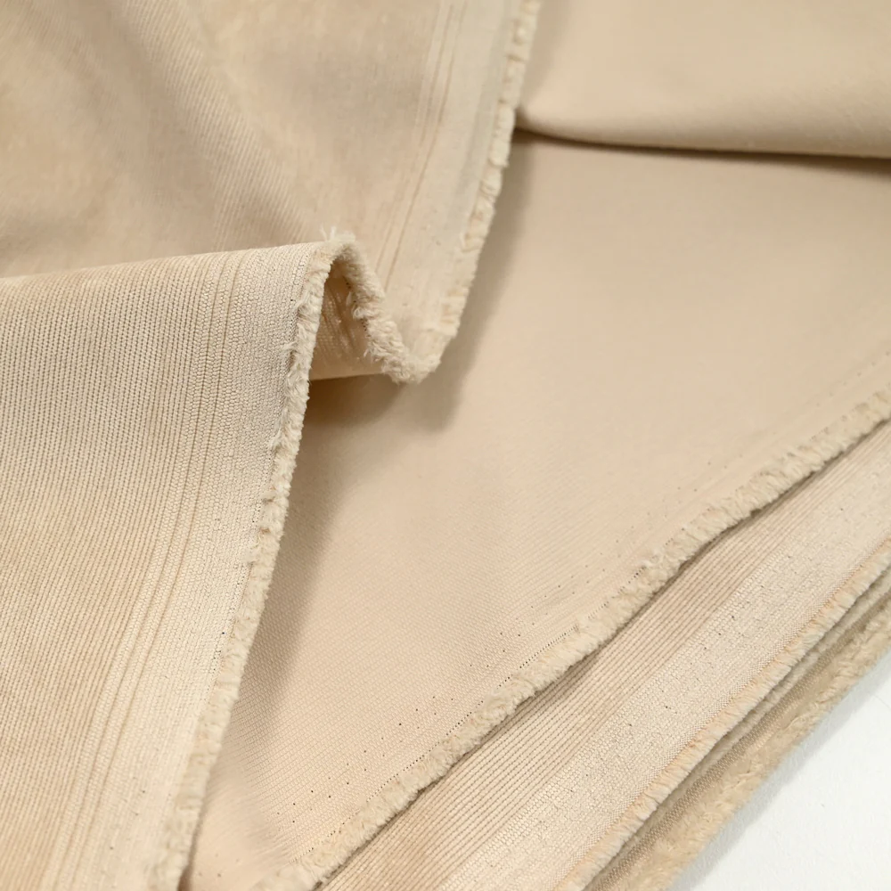 Velours polyester fines cĂ´tes sable - Image 4
