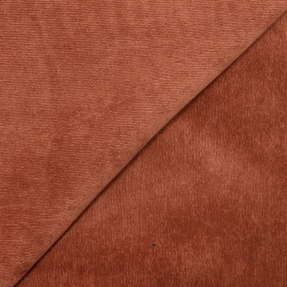 Velours polyester fines cĂ´tes tomette