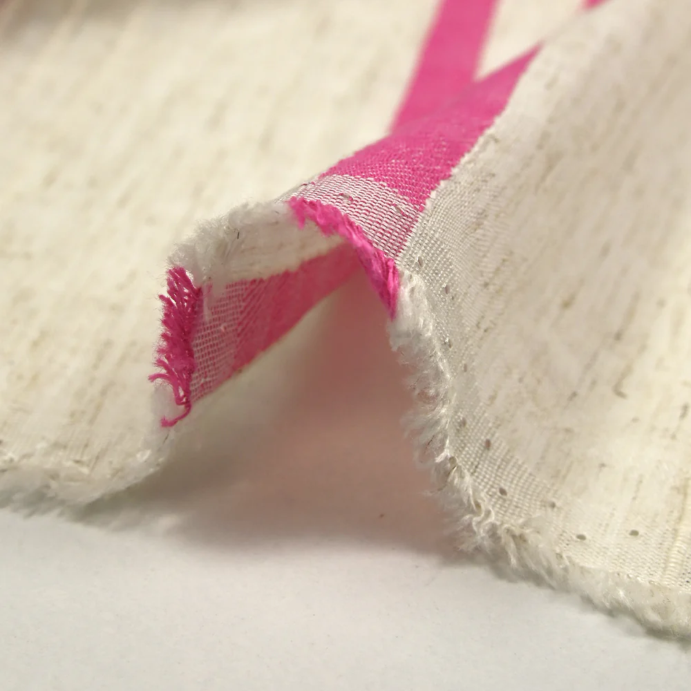 Viscose et coton rayé en relief rose fond écru naturel - Image 6