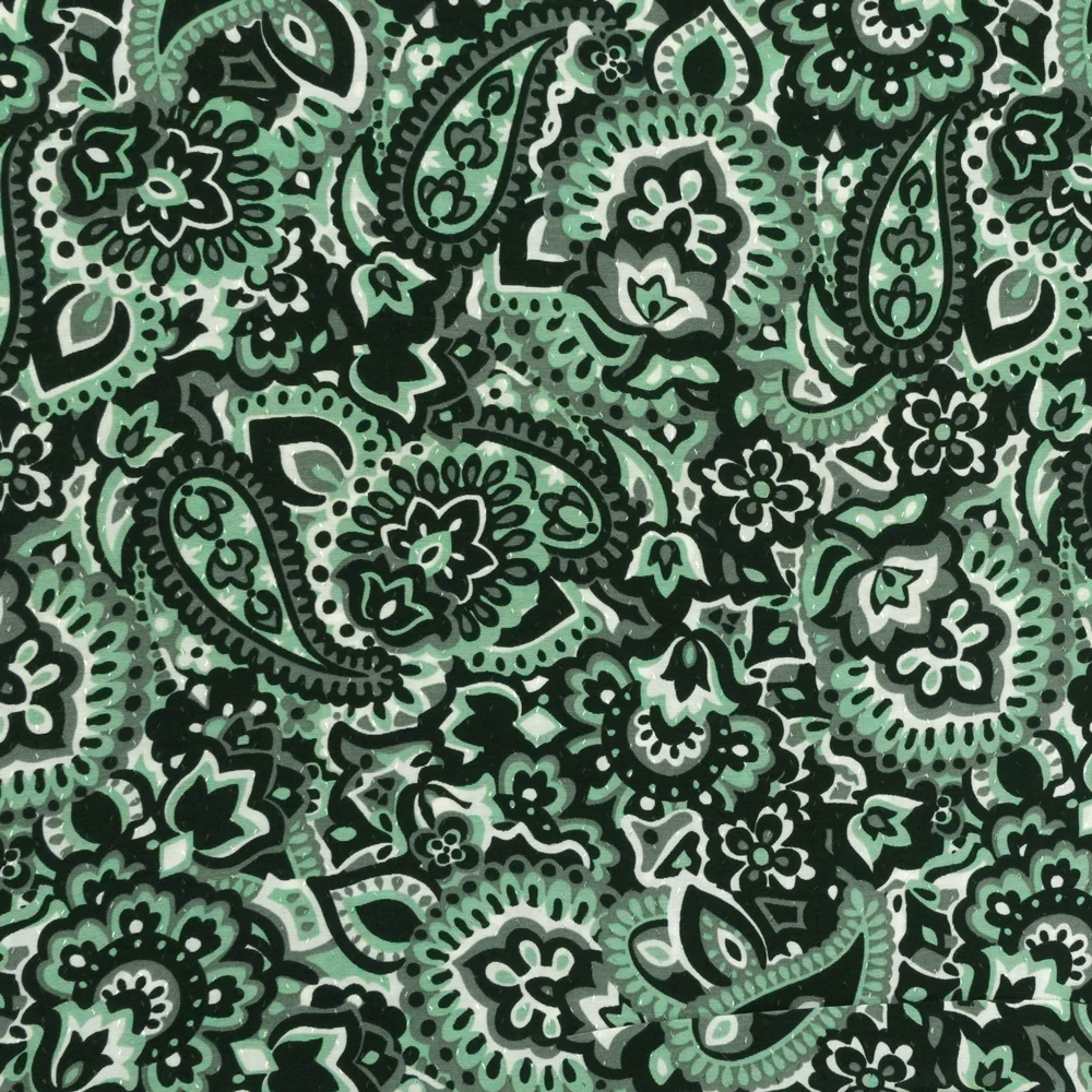 Viscose imprimée arabesque vert et gris