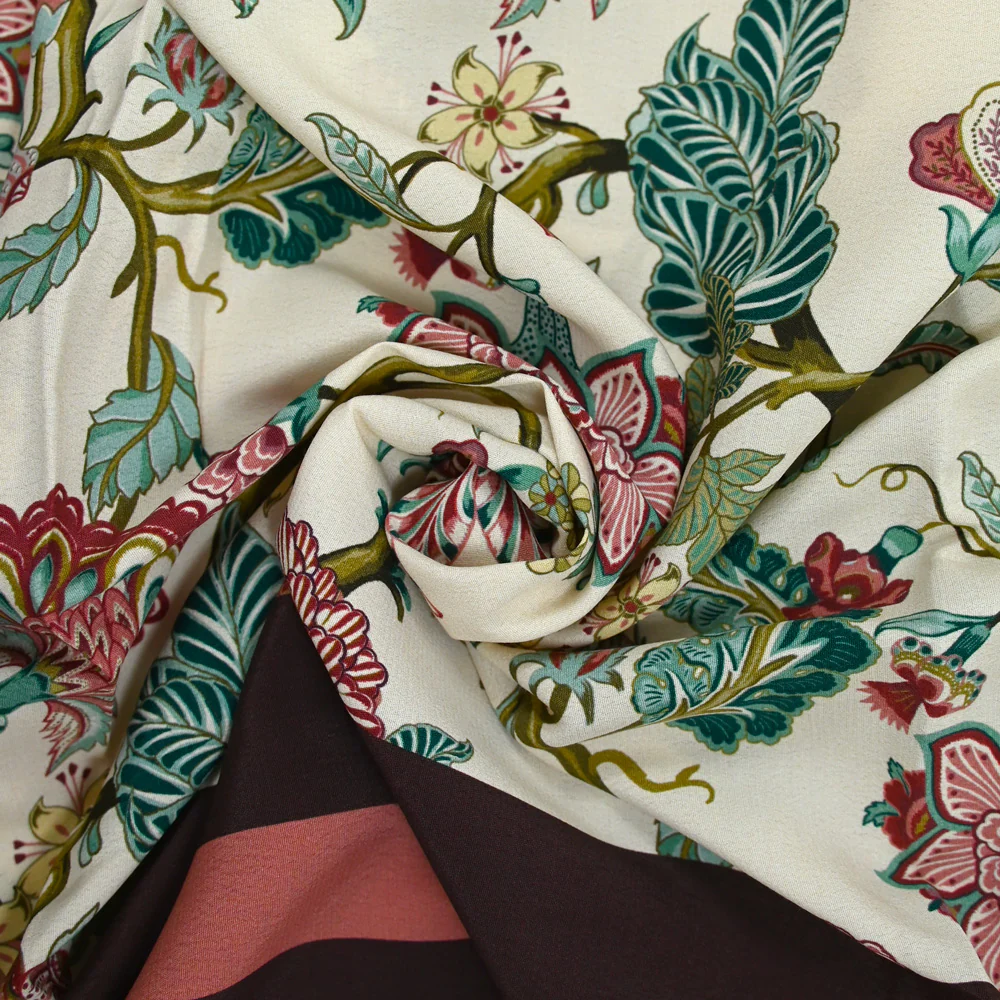 Viscose imprimée botanique vieux rose - Image 2
