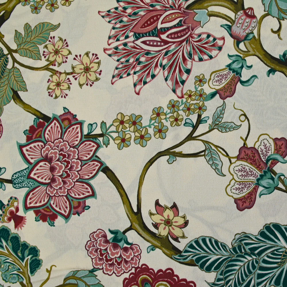Viscose imprimée botanique vieux rose - Image 4