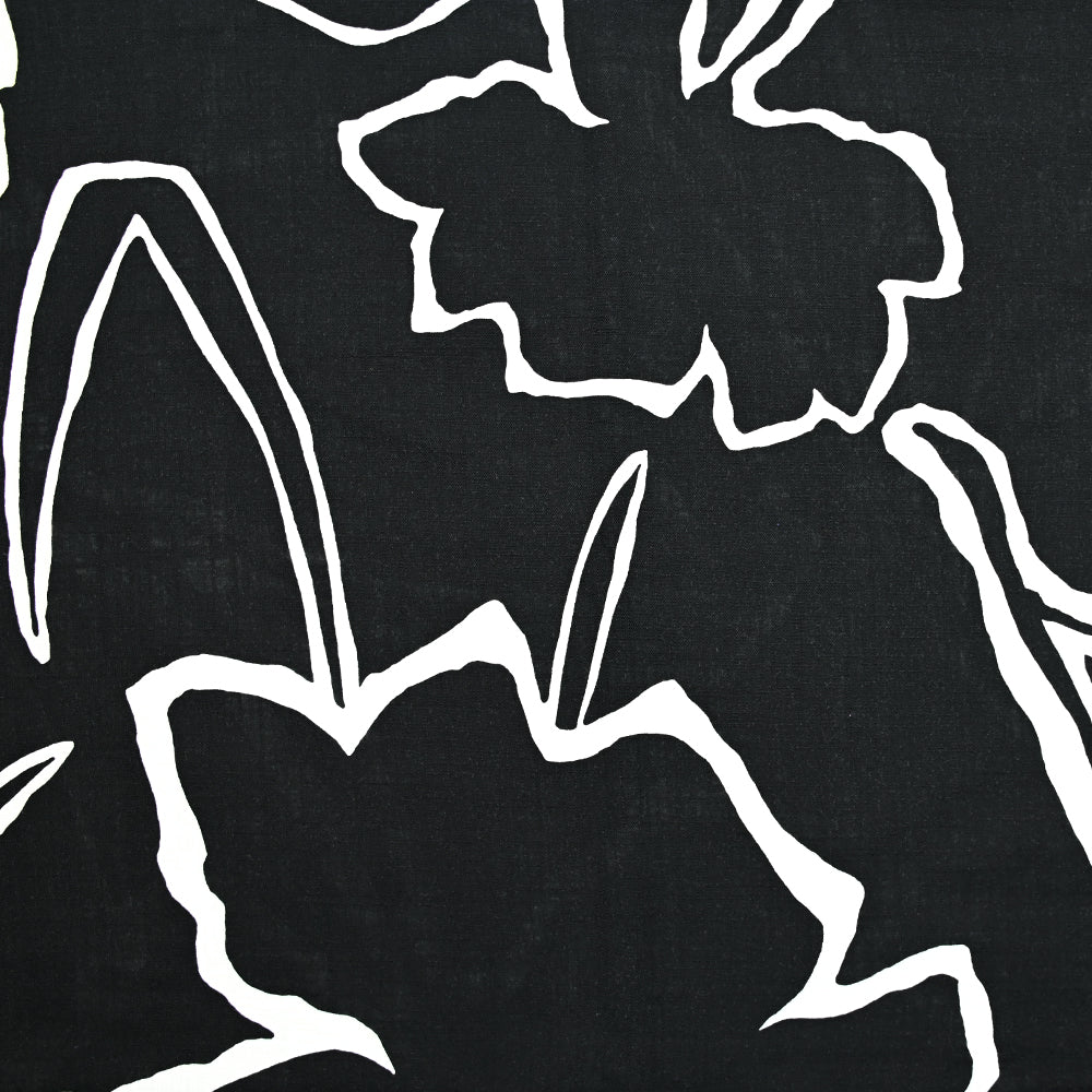 Viscose imprimée grande forme blanc fond noir