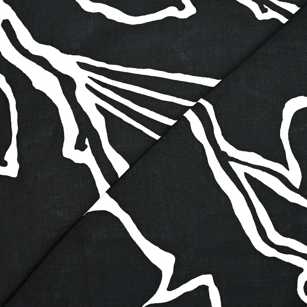 Viscose imprimée grande forme blanc fond noir - Image 3