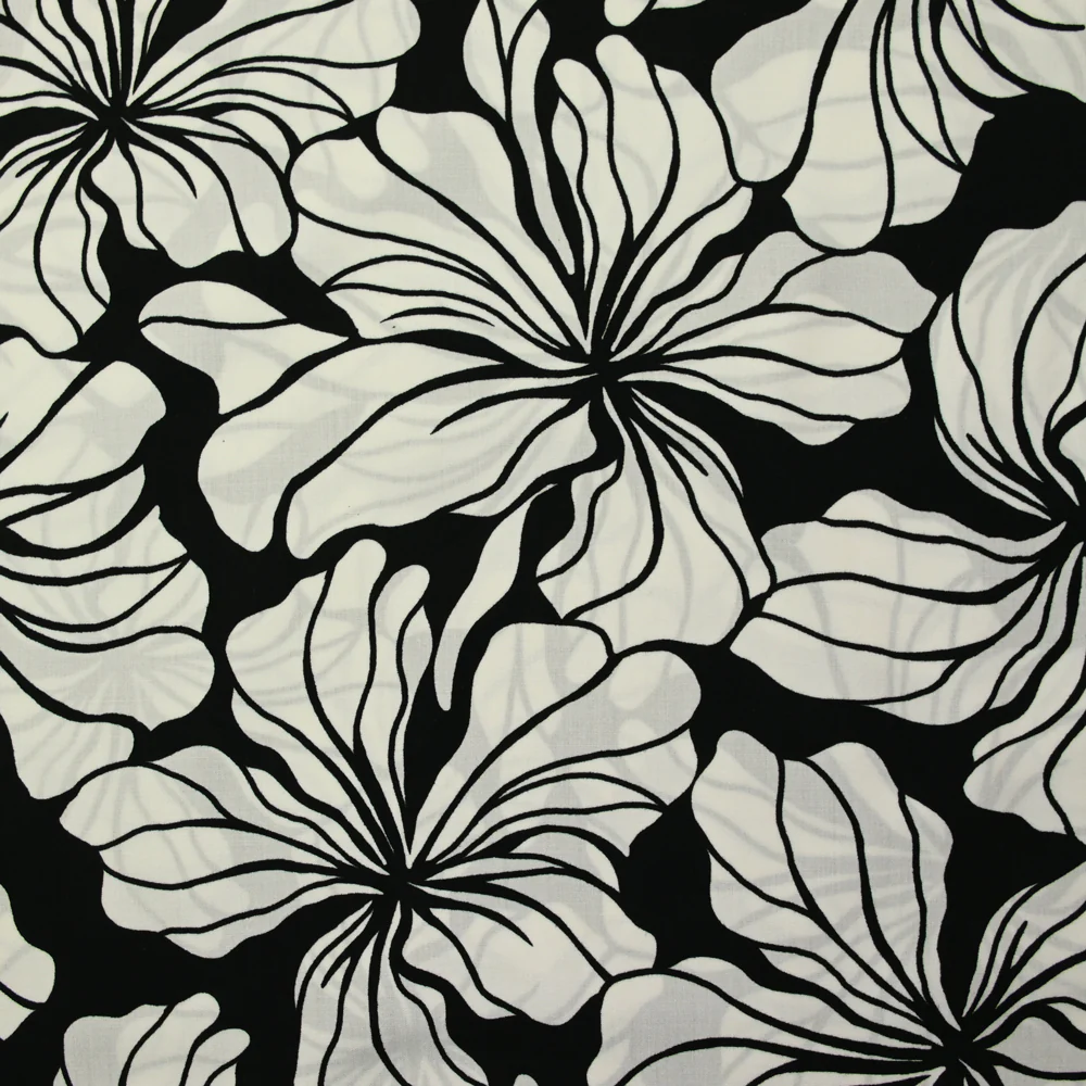Viscose imprimée grandes fleurs fond noir