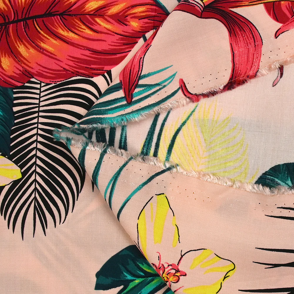 Viscose imprimée Honolulu fond rose clair - Image 6