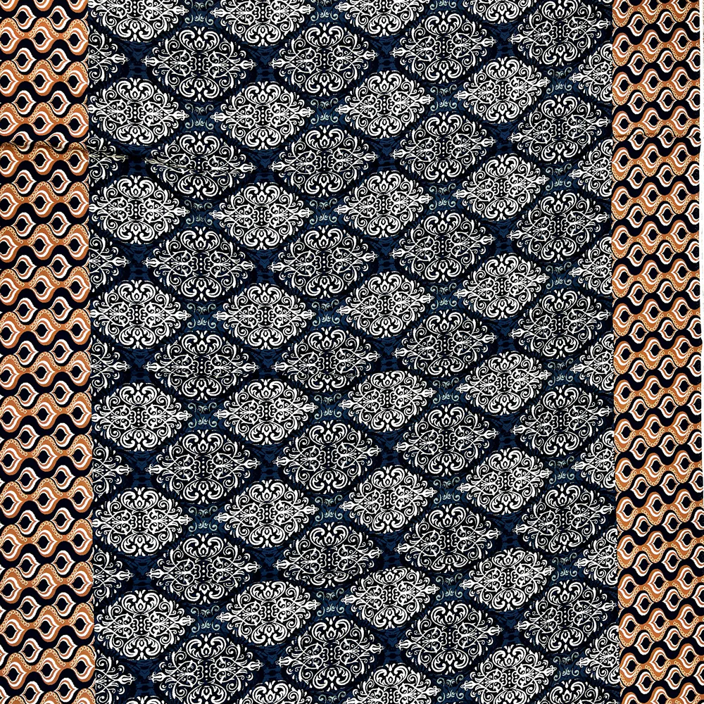 Viscose imprimée ikat baroque marine - Image 4