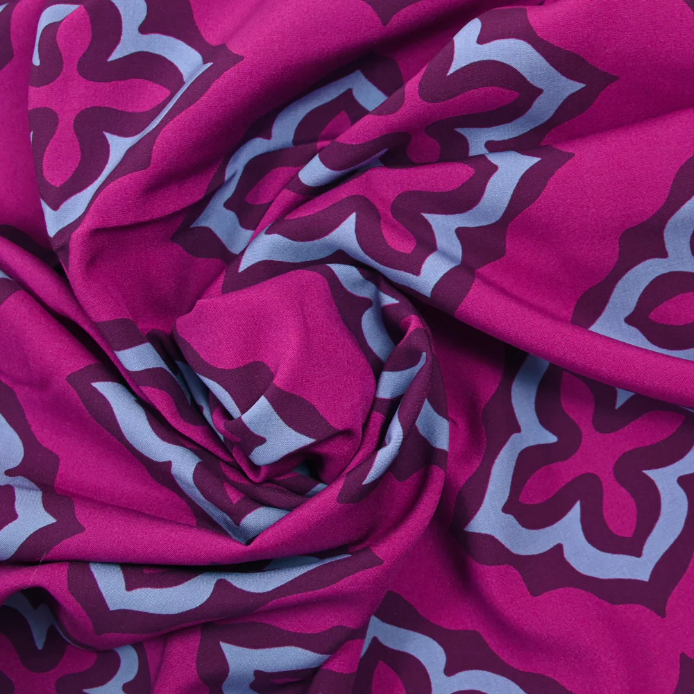 Viscose imprimée mosaïque ciel fond orchidée - Image 2