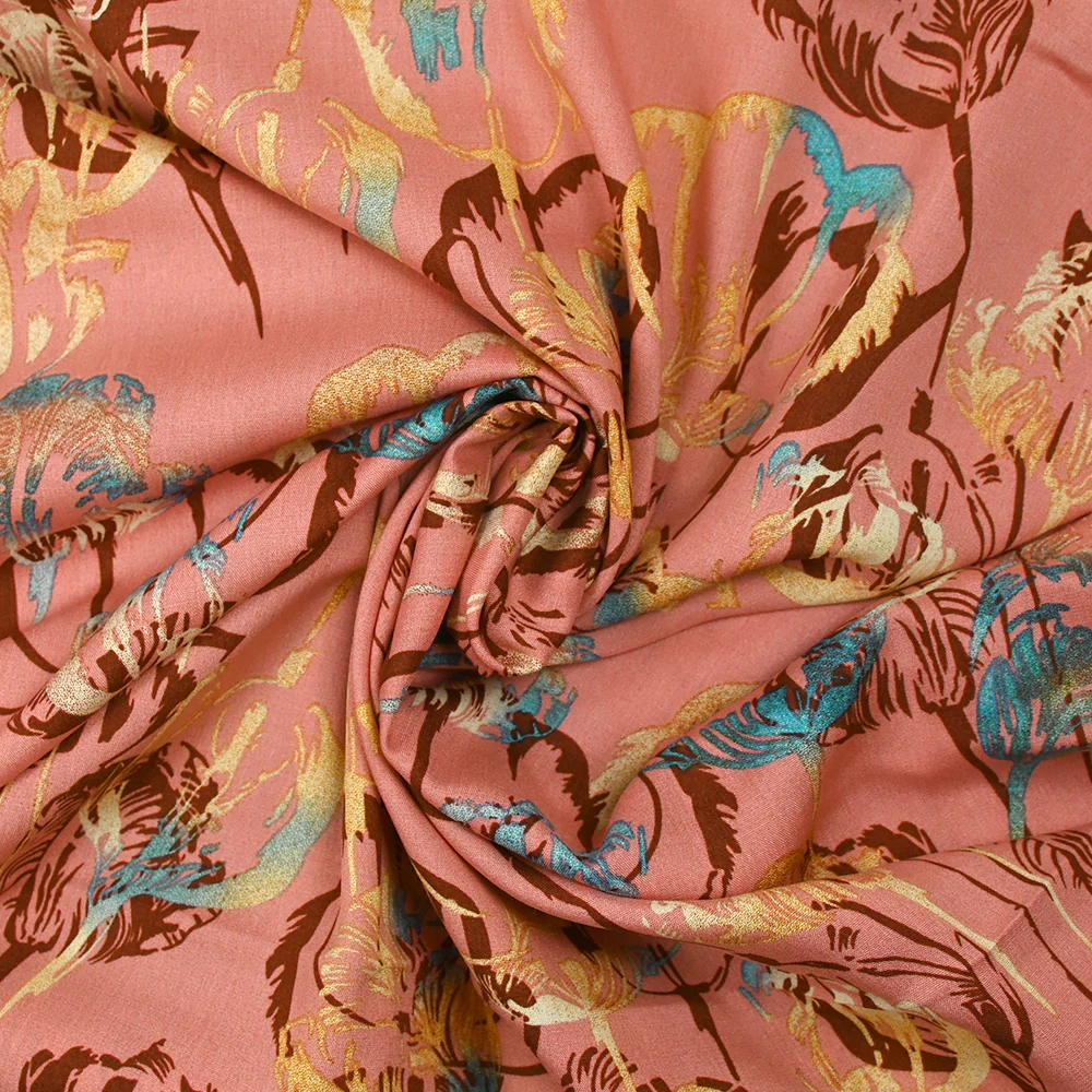 Viscose imprimée ombre de tulipes fond vieux rose - Image 2