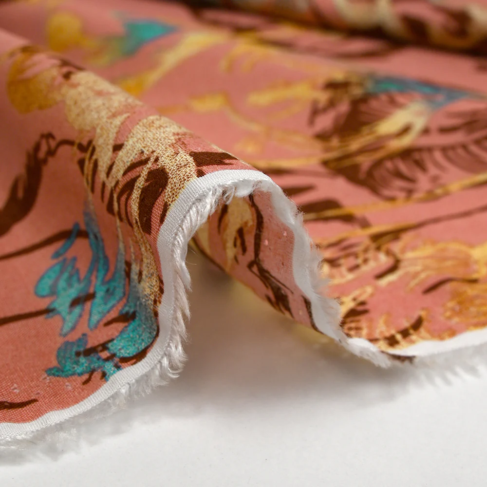 Viscose imprimée ombre de tulipes fond vieux rose - Image 6