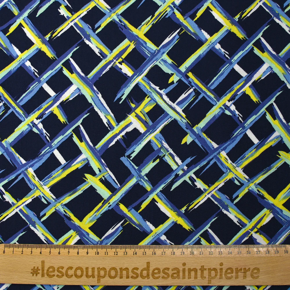 Viscose imprimée prochain croisement jaune et vert d'eau fond marine - Image 3