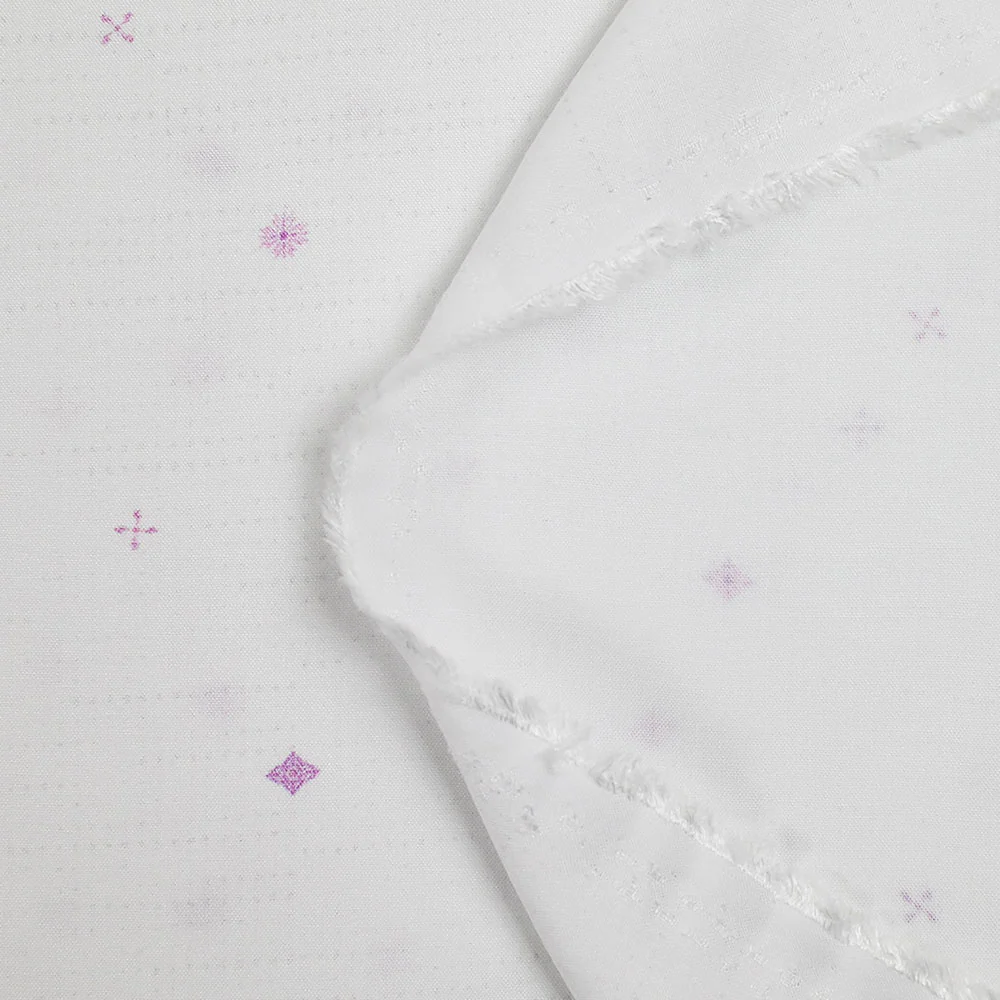 Viscose imprimée signes violet fond blanc - Image 4