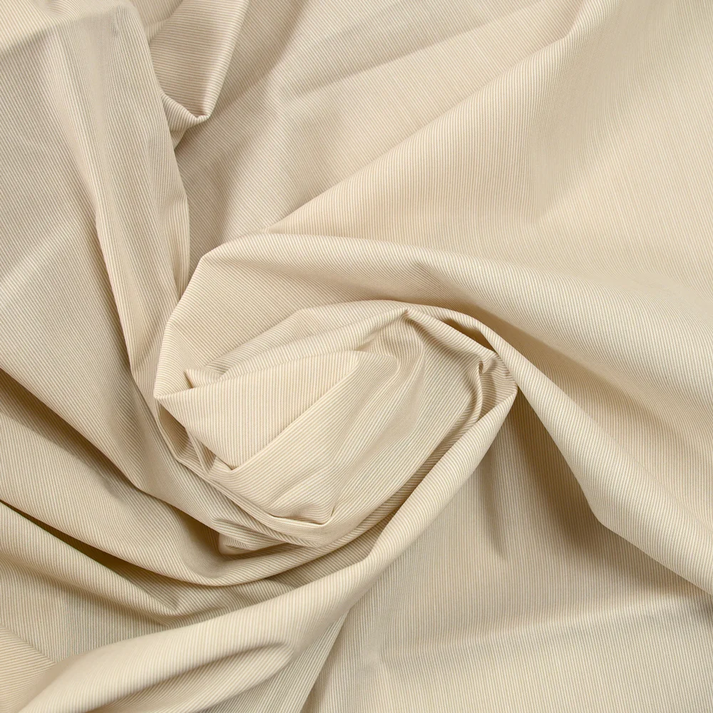 Voile de coton élasthanne tissé-teint rayé sable - Image 2