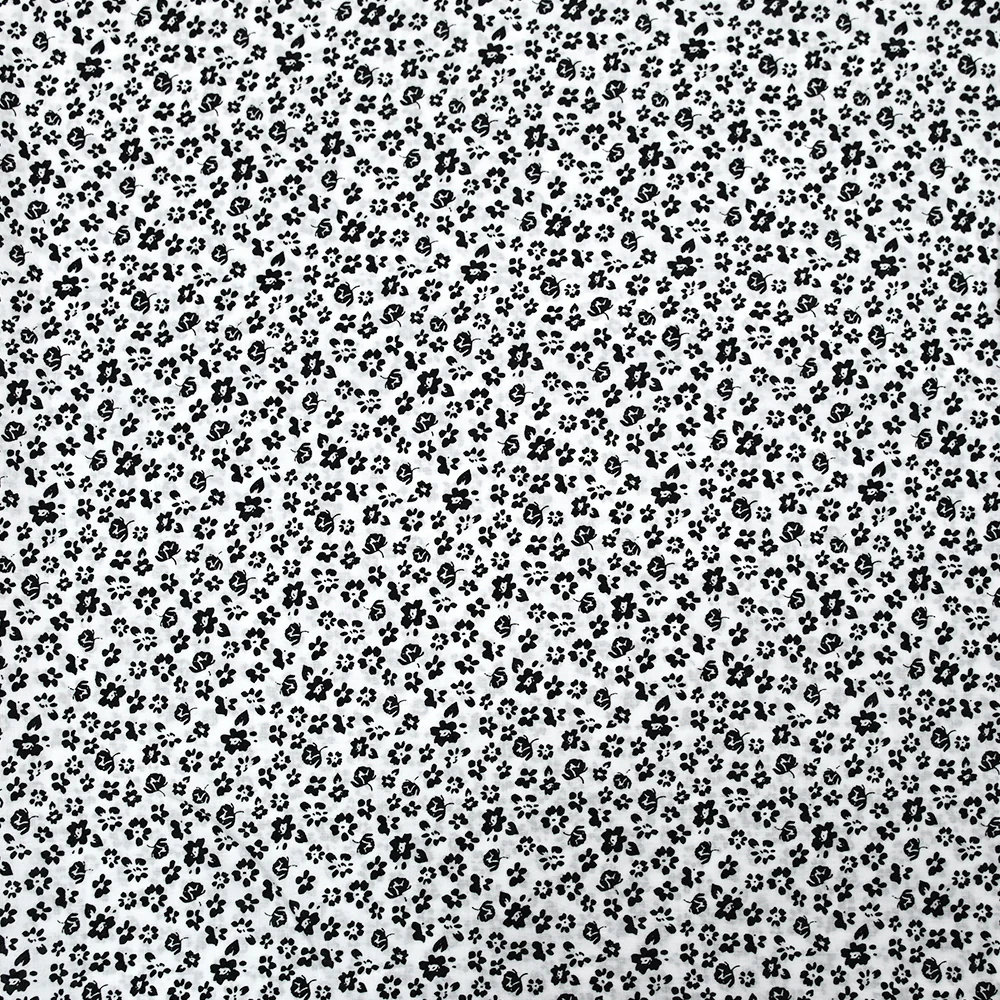 Voile de viscose imprimĂ© champĂȘtre noir fond blanc