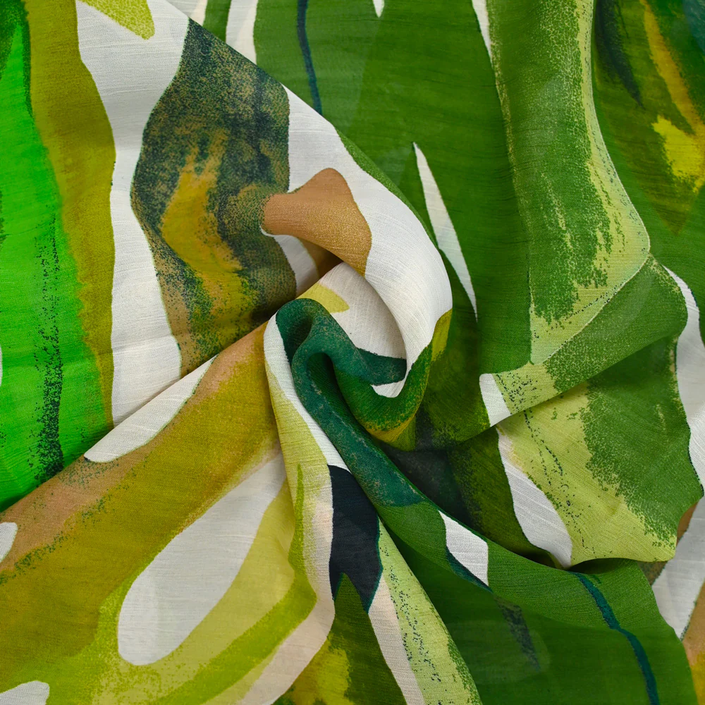 Voile de viscose imprimé monstera vert - Image 2